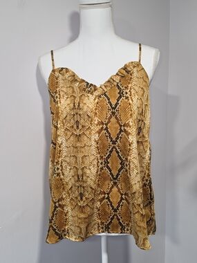 Adrienne Flowy Snake Print Polyester Camisole Womens Size Large